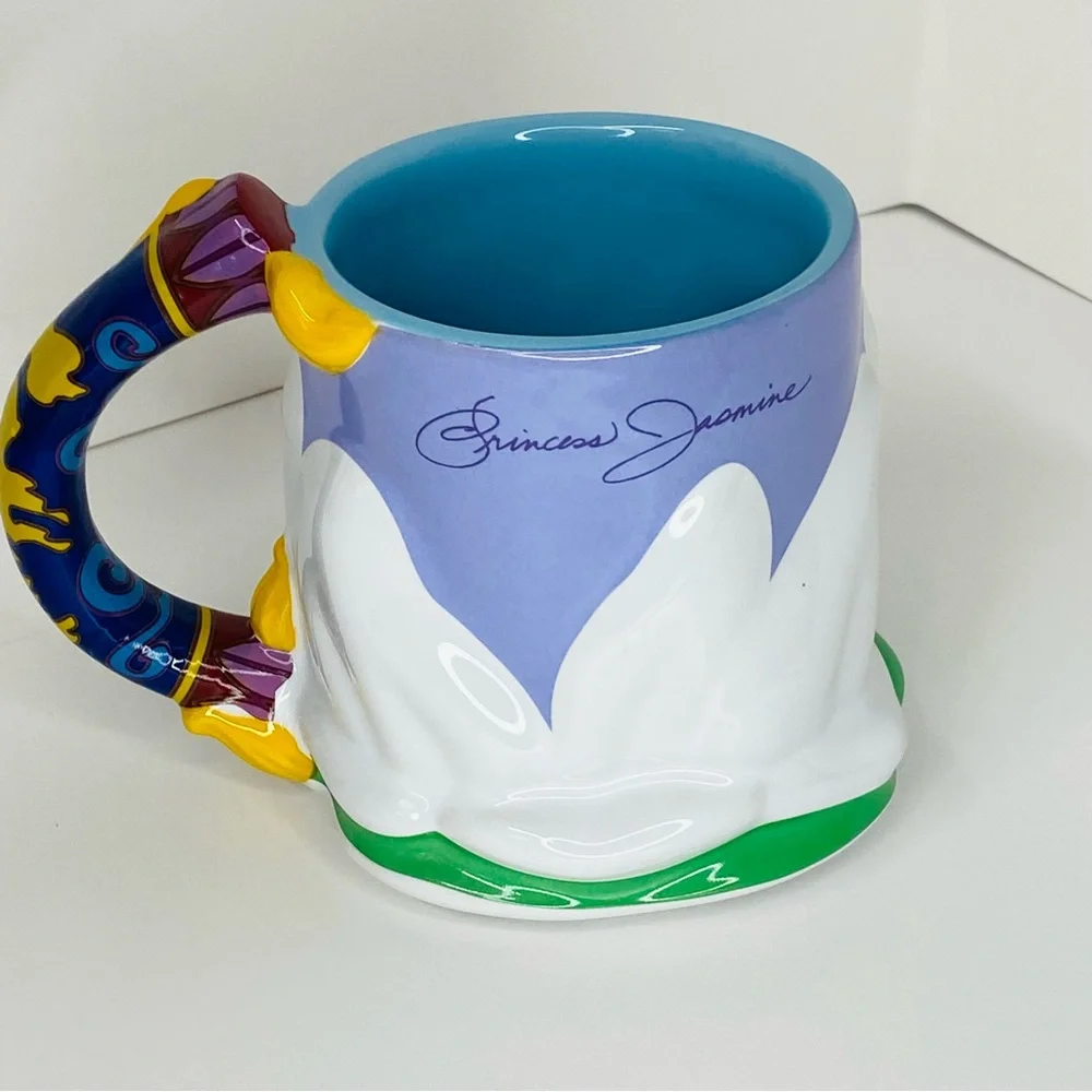 Disney Parks Princess Jasmine Lotus Flower Sculpted Mug Magic Carpet Handle Cup